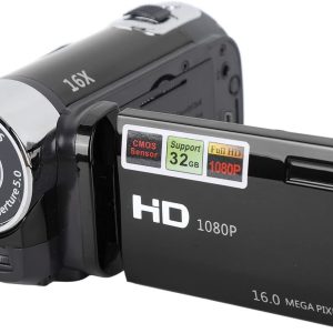 1080P HD Camcorder, 16MP DV Camera with 16x Digital Zoom, 2.7in TFT Rotatable Screen, Built-in Speakers, USB (Black)