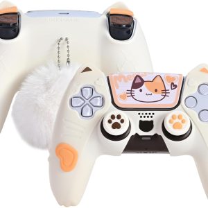 GeekShare PS5 Controller Skin Set Soft Silicone Protective Cover Case for PS5 Wireless Controller with 2 Thumb Grip Caps and 2 Stickers